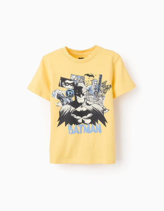 تيشيرت قطني للأولاد باتمان، أصفر