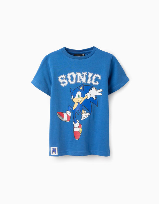 تيشيرت قطن للأولاد Sonic، أزرق