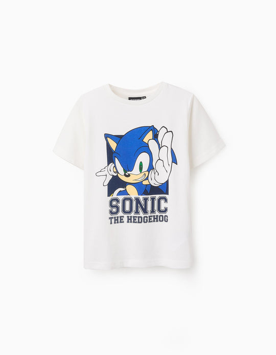Cotton T-shirt for Boys 'Sonic', White