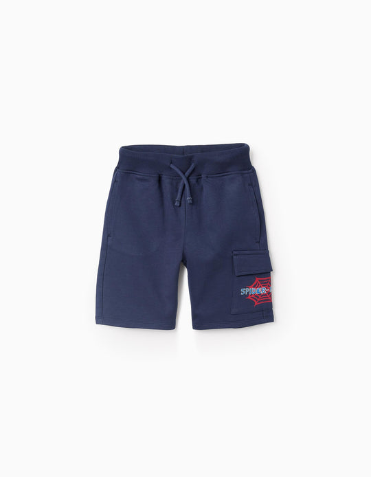 شورت قطن للأولاد سبايدرمان، أزرق داكن
