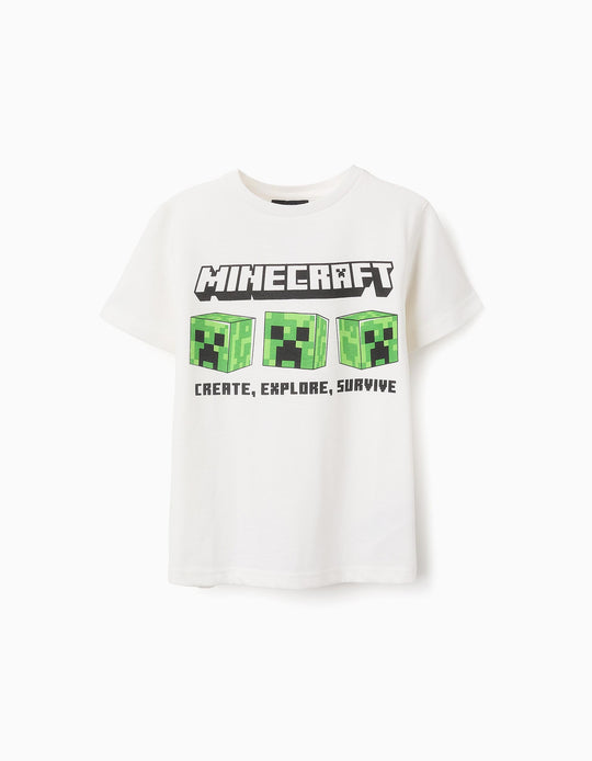 Cotton T-shirt for Boys 'Minecraft', White