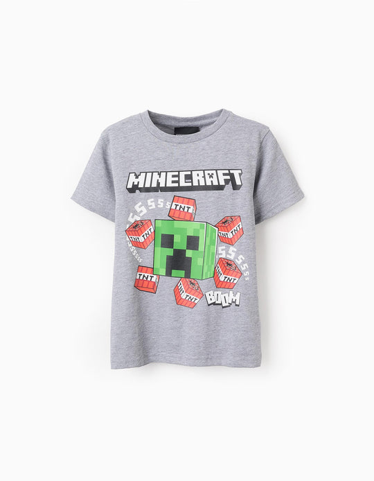 Cotton T-shirt for Boys 'Minecraft', Grey
