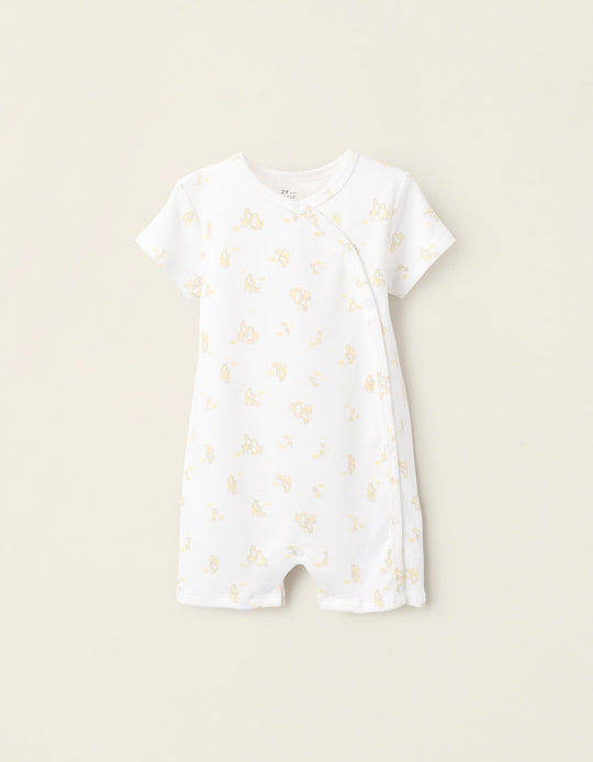 Romper Pyjamas with Motif for Babies 'Giraffes', White