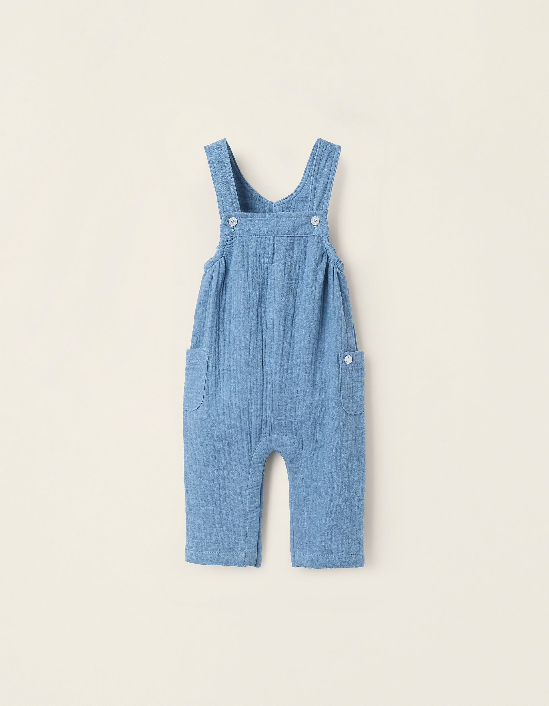 Cotton Muslin Jumpsuit for Newborns, Turquoise