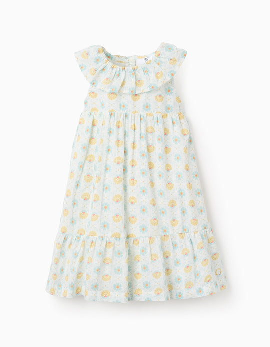 فستان بنقشة زهور مع كشكش للمواليد البنات، متعدد الألوان