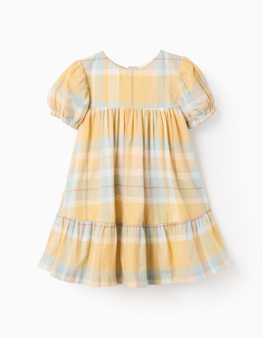 فستان كاروهات للمواليد البنات B&S، أصفر