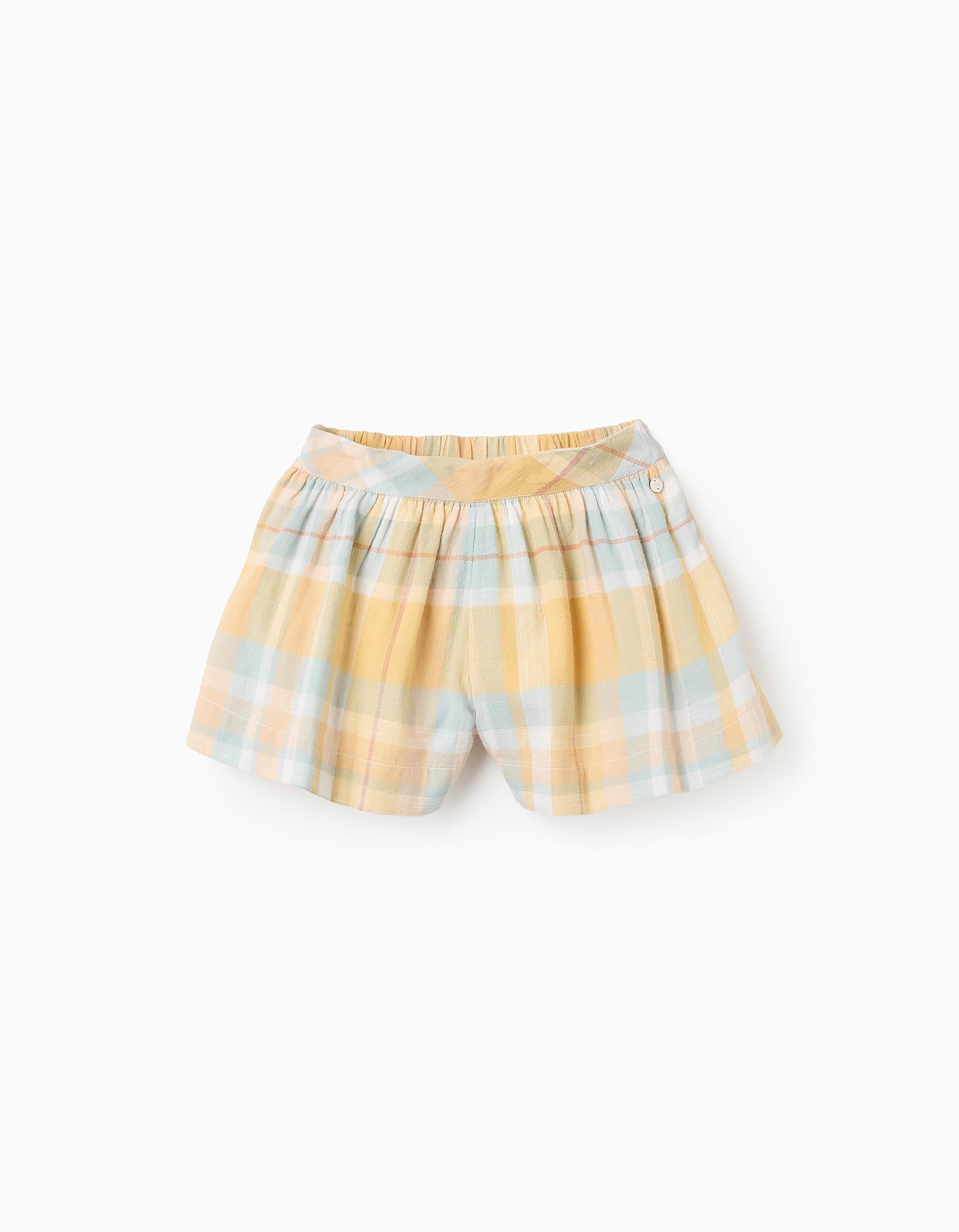 Checkered Shorts for Baby Girls 'B&S', Yellow/Blue