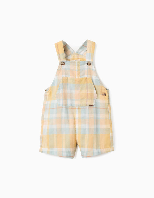 Cotton Checked Dungarees for Baby Boys 'B&S', Yellow