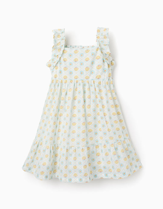 Cotton Dress with Floral Pattern for Girls, Multicolour