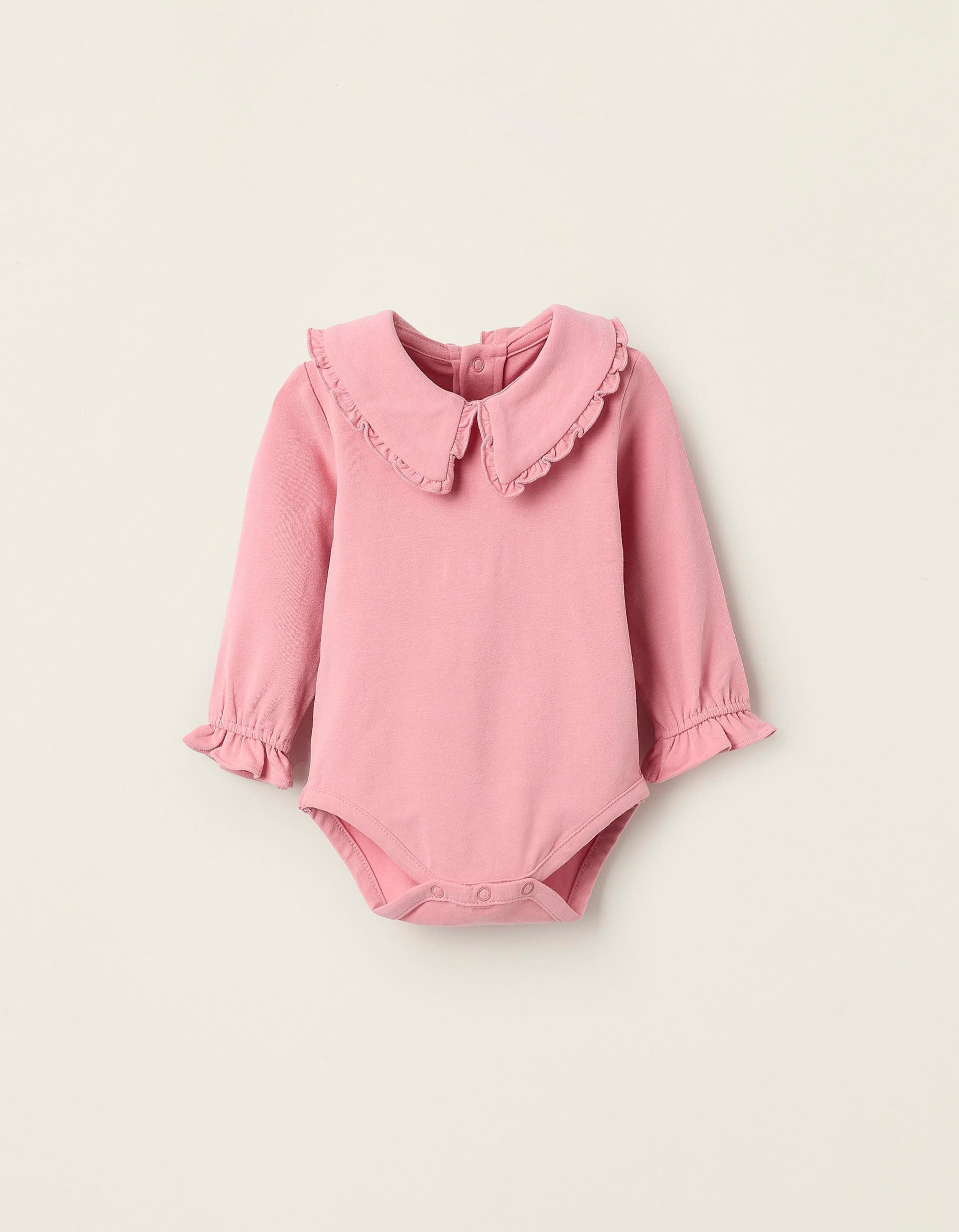 Bodysuit with Frills for Newborn Girls, Pink