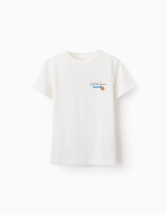 تيشيرت قطني للأولاد فال دو لوار، أبيض