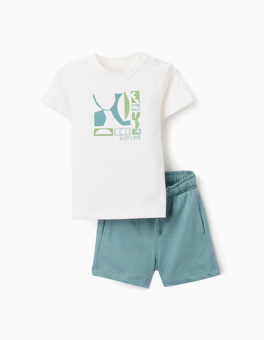 Set T-shirt + Shorts for Baby Boys 'Nature', White/Green