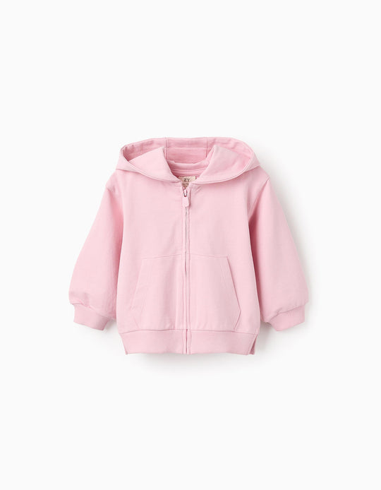 جاكيت بغطاء رأس للرضع البنات، وردي