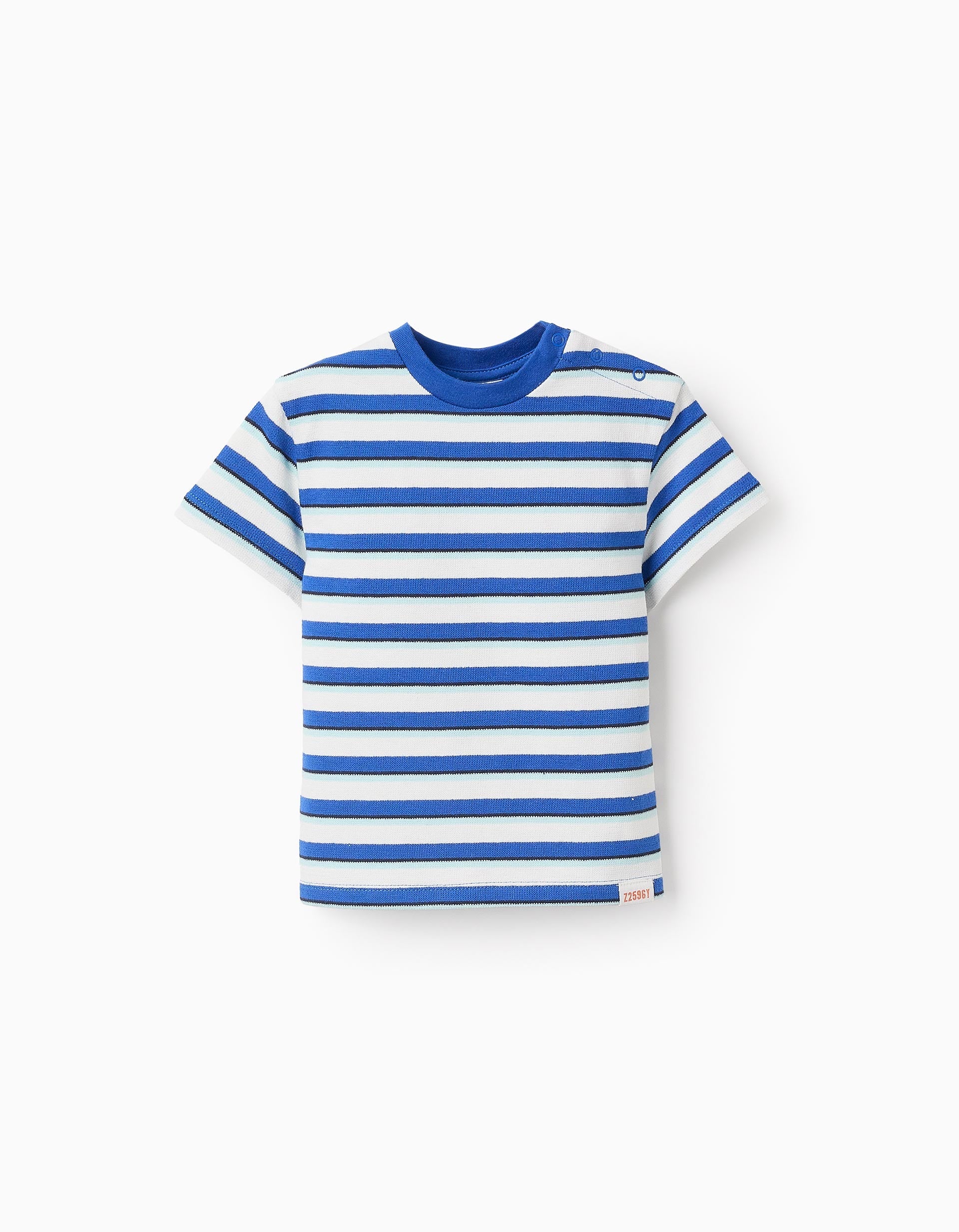Striped Cotton Piqué T-shirt for Baby Boys, White/Blue | La vie en Rose | KSA