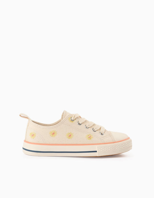 Trainers with Flowers for Girls '50's Sneakers', Beige