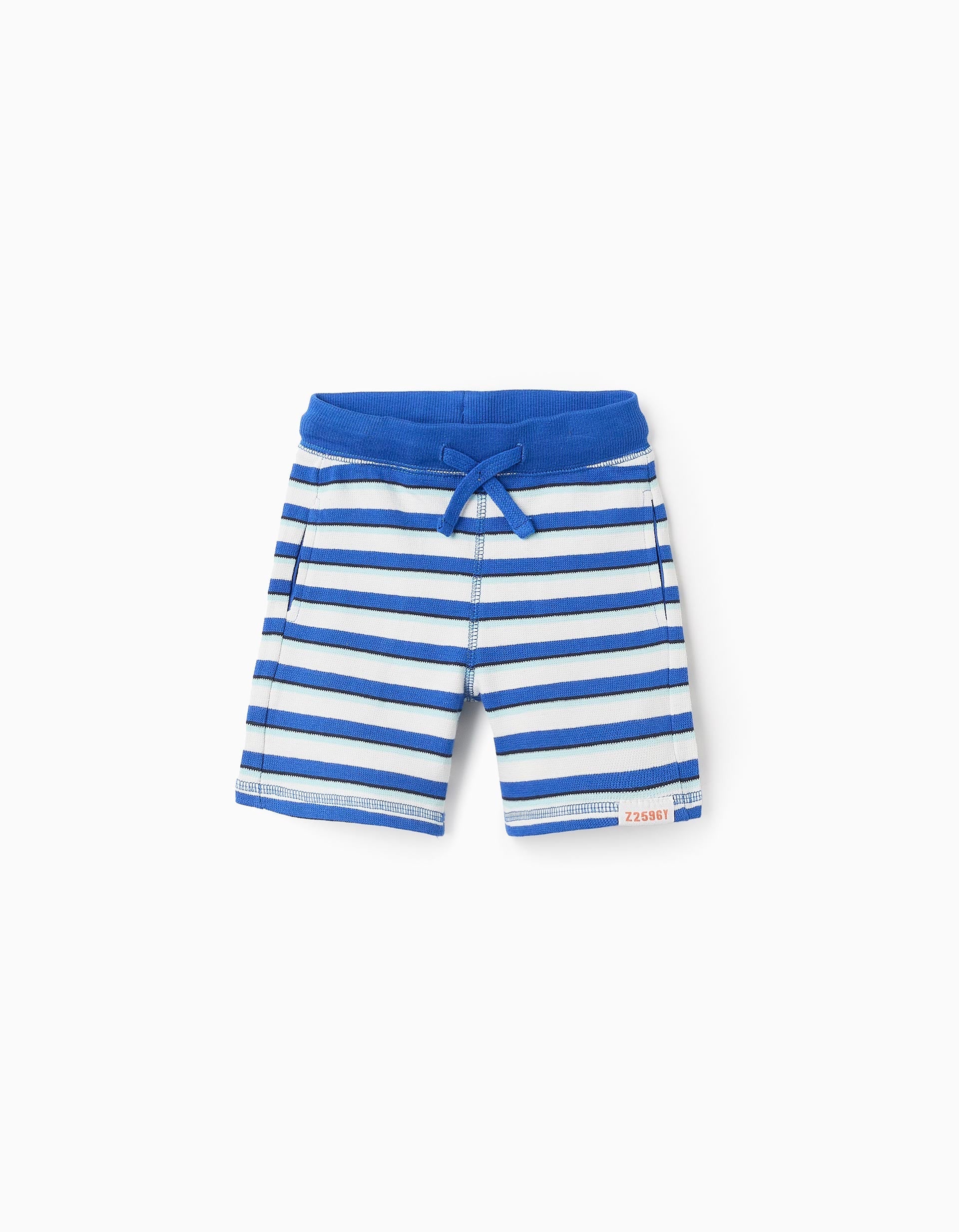 Striped Cotton Piqué Shorts for Baby Boys, White/Blue | La vie en Rose | KSA