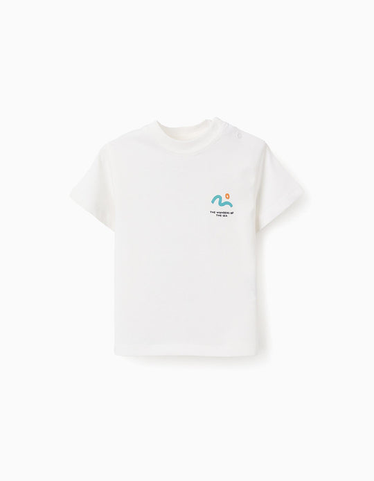 Cotton T-shirt for Baby Boys 'Wave', White