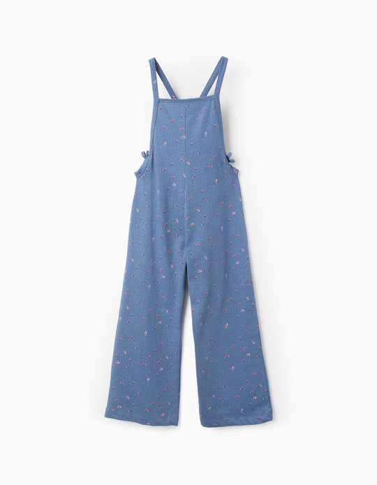 جمبسوت قطني مزهر للبنات، أزرق