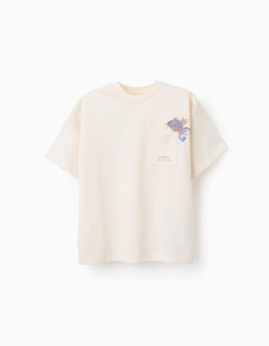 تيشيرت قطني للأولاد سومطرة، بيج