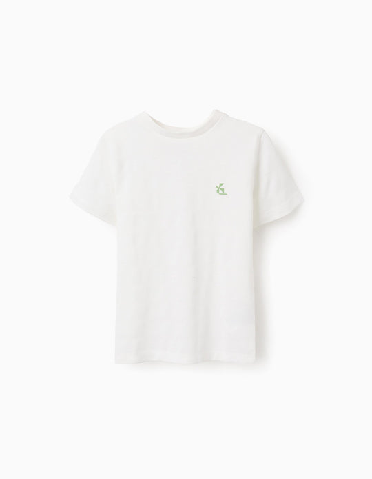 Cotton Striped Texture T-shirt for Boys, White