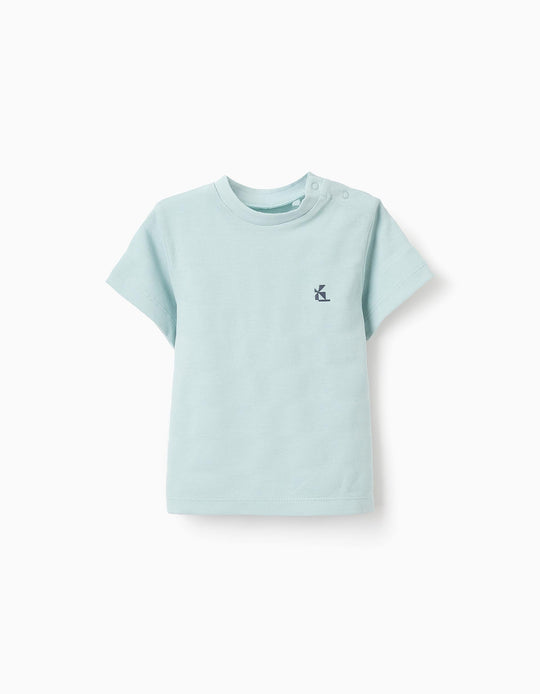 Cotton Striped Texture T-shirt for Baby Boys, Aqua Green