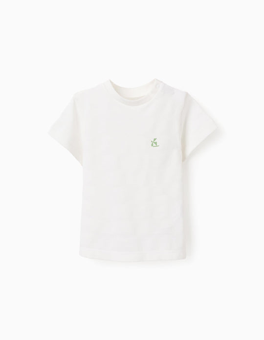 Cotton Striped Texture T-shirt for Baby Boys, White