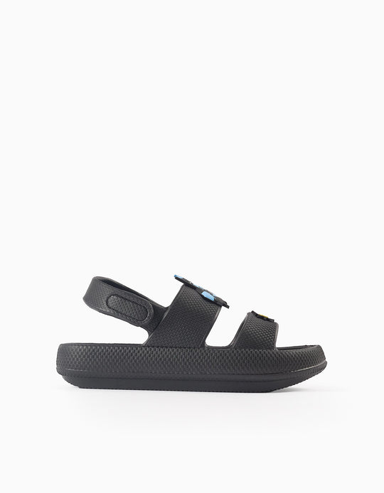 صنادل مطاطية خفيفة للأولاد باتمان، أسود