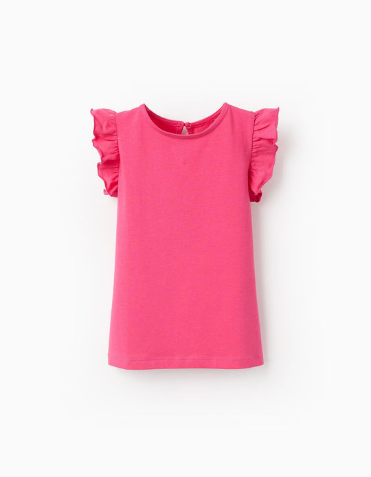 توب بكتف مكشكش للبنات، وردي