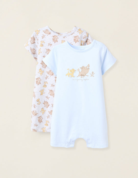 عبوة 2 بيجامة رومبر للأولاد الرضع Simba، أزرق/رمادي