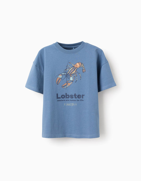 Cotton T-shirt for Boys 'Lobster', Blue