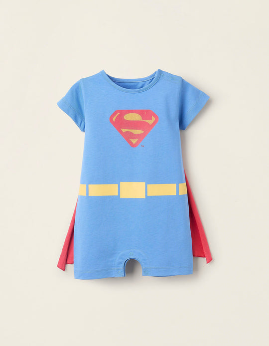 رومبر-بيجامة بكاب قابل للإزالة للمواليد والأطفال سوبرمان، أزرق