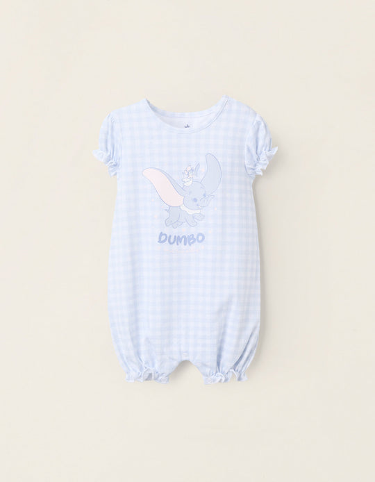 Cotton Pyjama Romper for Baby Girls 'Dumbo', Blue/White