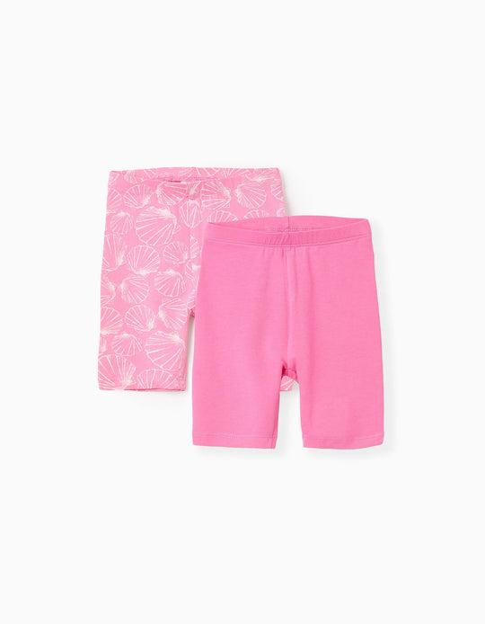 عبوة 2 شورت دراجات للبنات الرضع أصداف، وردي