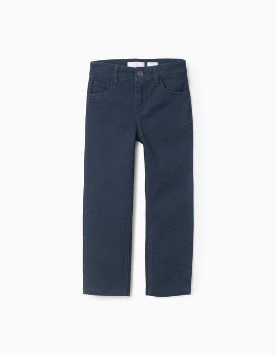 Twill Trousers for Boys 'Slim Fit', Dark Blue