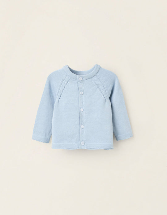Cotton Cardigan for Newborns, Light Blue