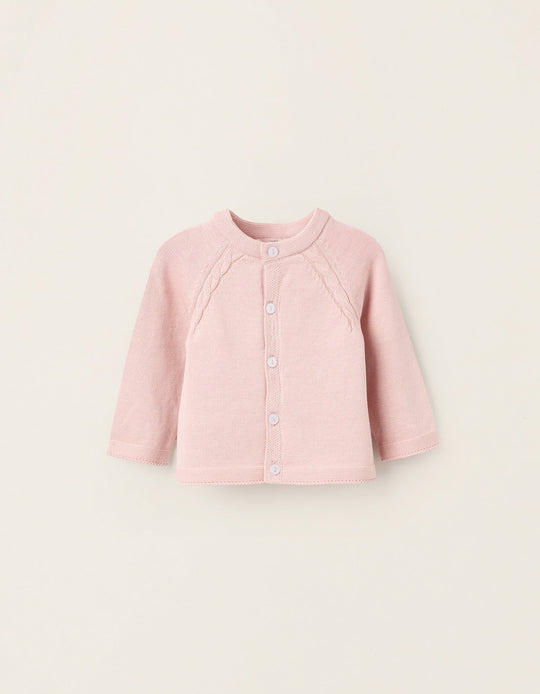 Cotton Cardigan for Newborn Girls, Pink
