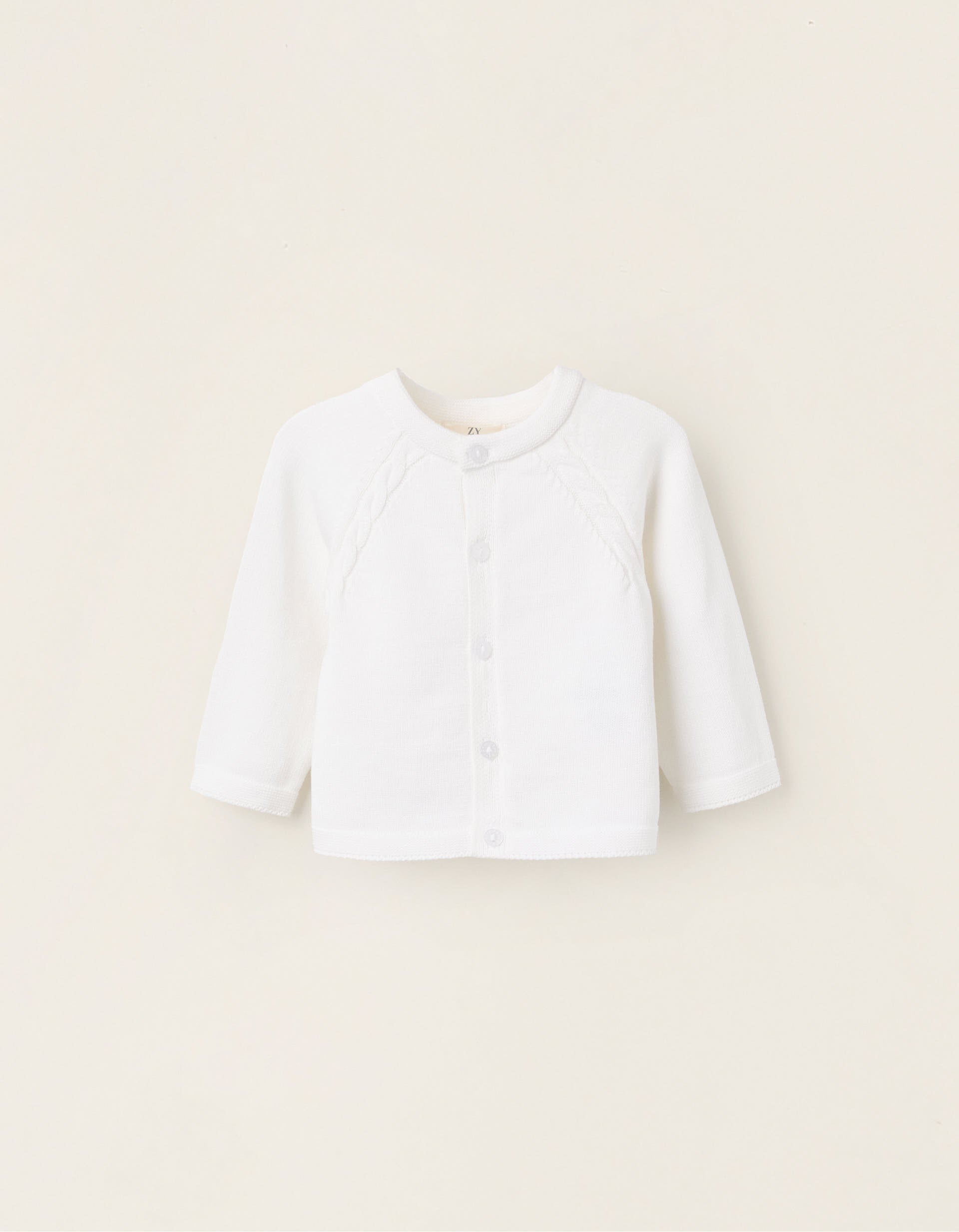 Cotton Cardigan for Newborns, White | Ziddy KSA