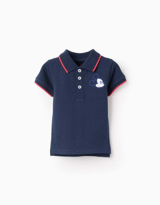 Cotton Piqué Polo for Baby Boys 'Mickey', Dark Blue