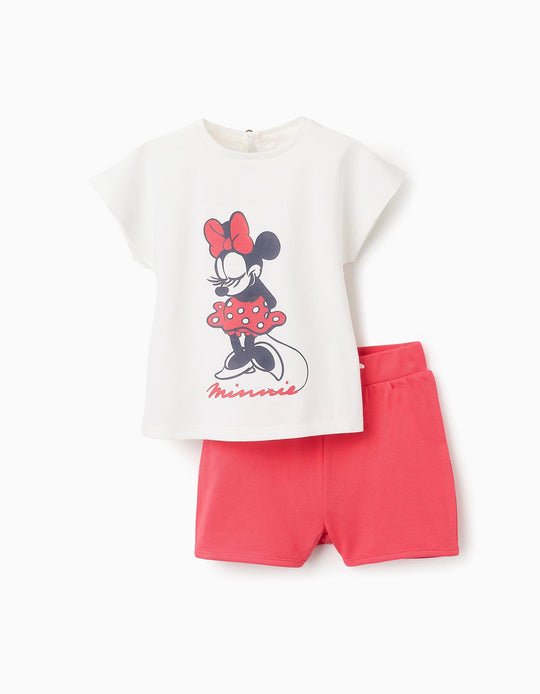 T-shirt + Shorts with Bow for Baby Girls 'Minnie', White/Red