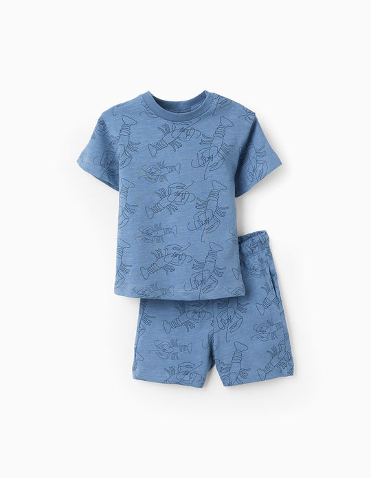 Set T-shirt + Shorts for Baby Boys 'Lobsters', Blue