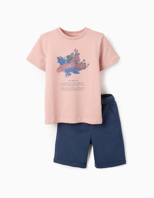 T-shirt + Cotton Shorts for Boys 'Candy', Pink/Blue
