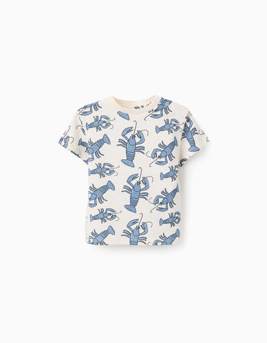 T-shirt with Motif for Baby Boys 'Lobster', White/Blue
