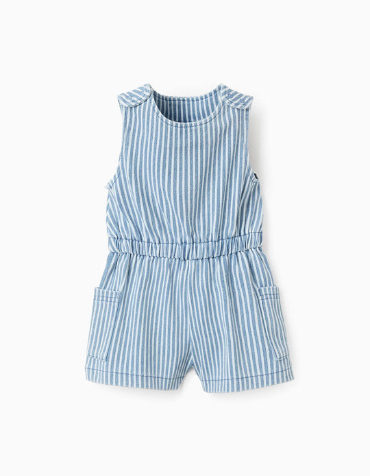 جمبسوت جينز مخطط للبنات الرضع، أزرق