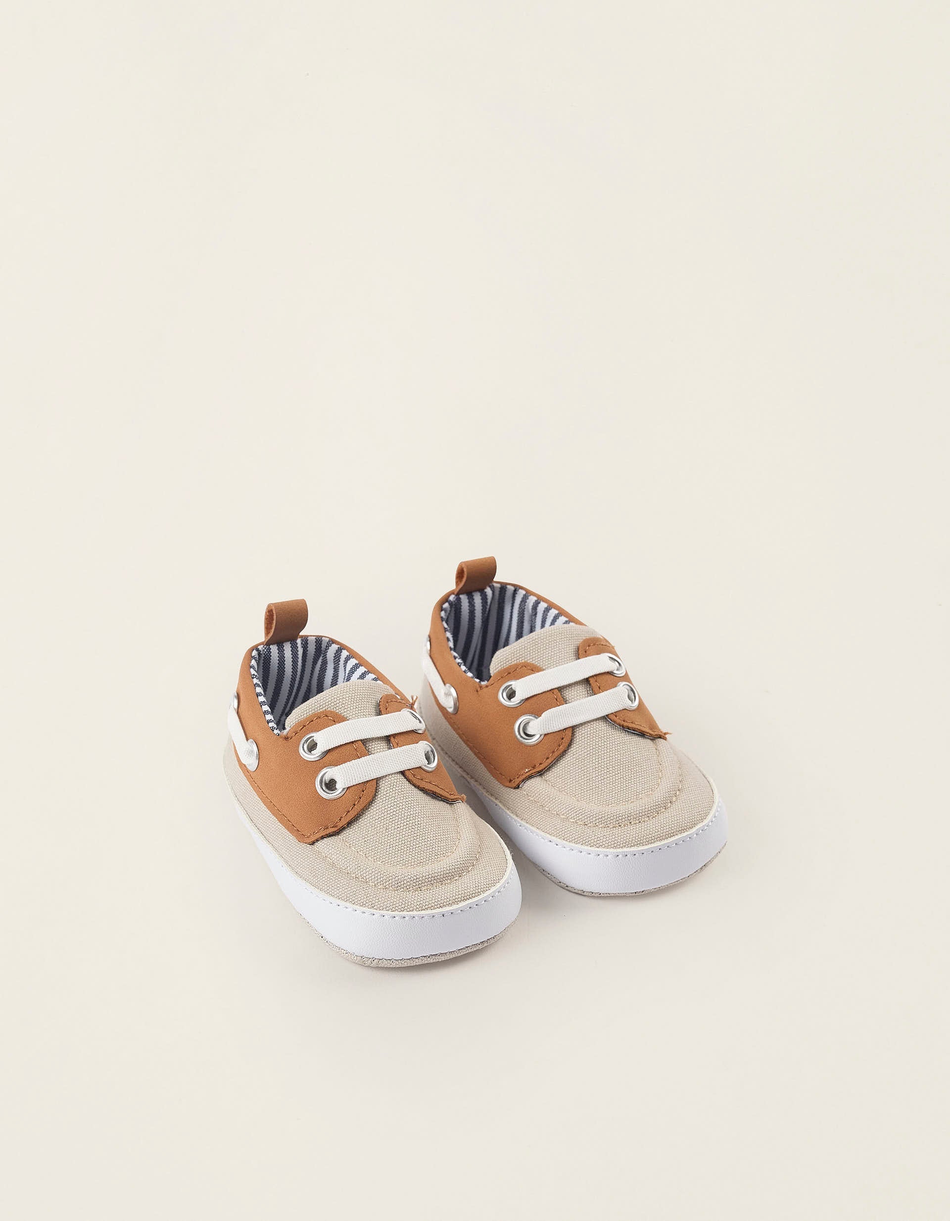 Deck Shoes for Newborns, Beige/Camel | La vie en Rose | KSA