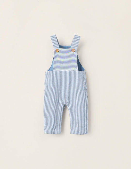 قميص قطني بنقشة للمواليد الأولاد، أبيض/أزرق