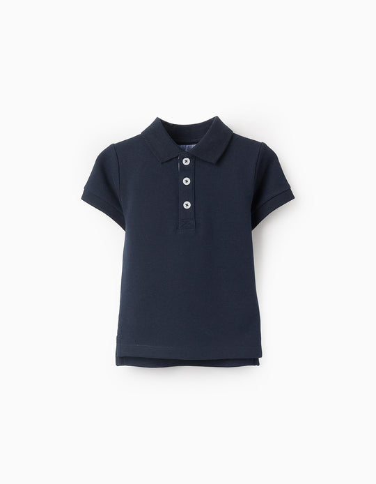 Cotton Piqué Polo for Baby Boys, Dark Blue