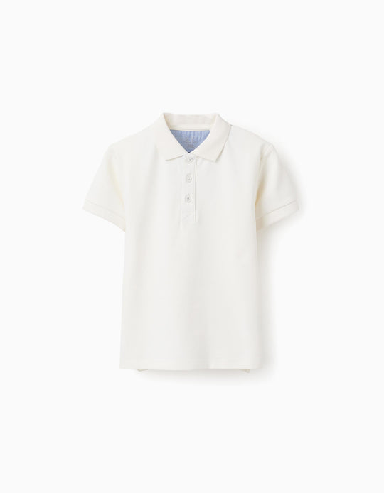 Cotton Piqué Polo for Boys, White