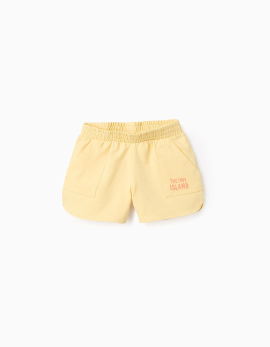 شورت قطني للبنات الرضع Tiny Island، أصفر