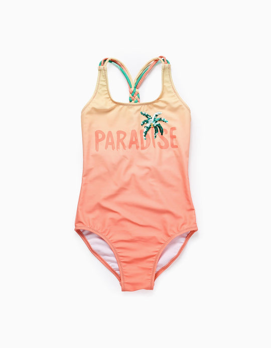 مايوه بترتر وأشرطة مضفرة للبنات، أصفر