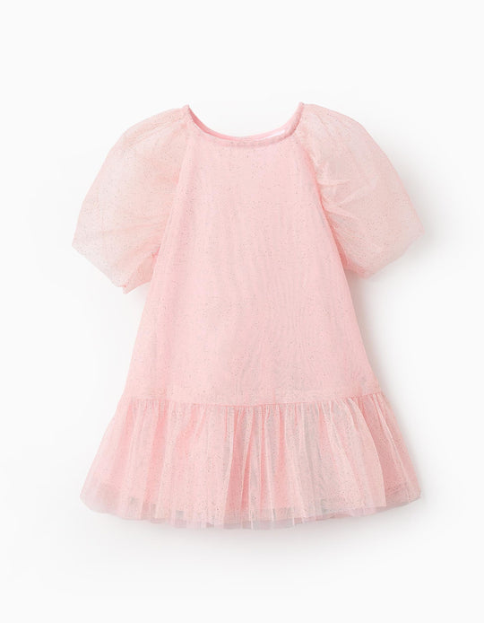 Tulle Dress with Glitter for Baby Girls, Pink